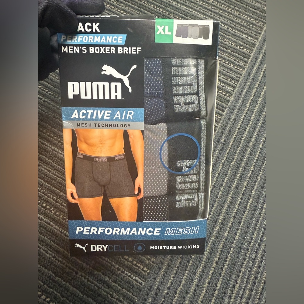 PUMA Men's Active Air Boxer Briefs - Black and Gray